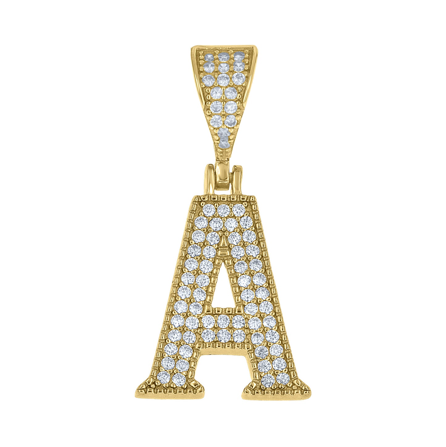 Sterling Silver Yellow-tone Unisex Cubic-Zirconia Initial Alphabet A Charm Pendant – Elegant Jewelry Gift for Birthday, Anniversary, Engagement, Wedding
