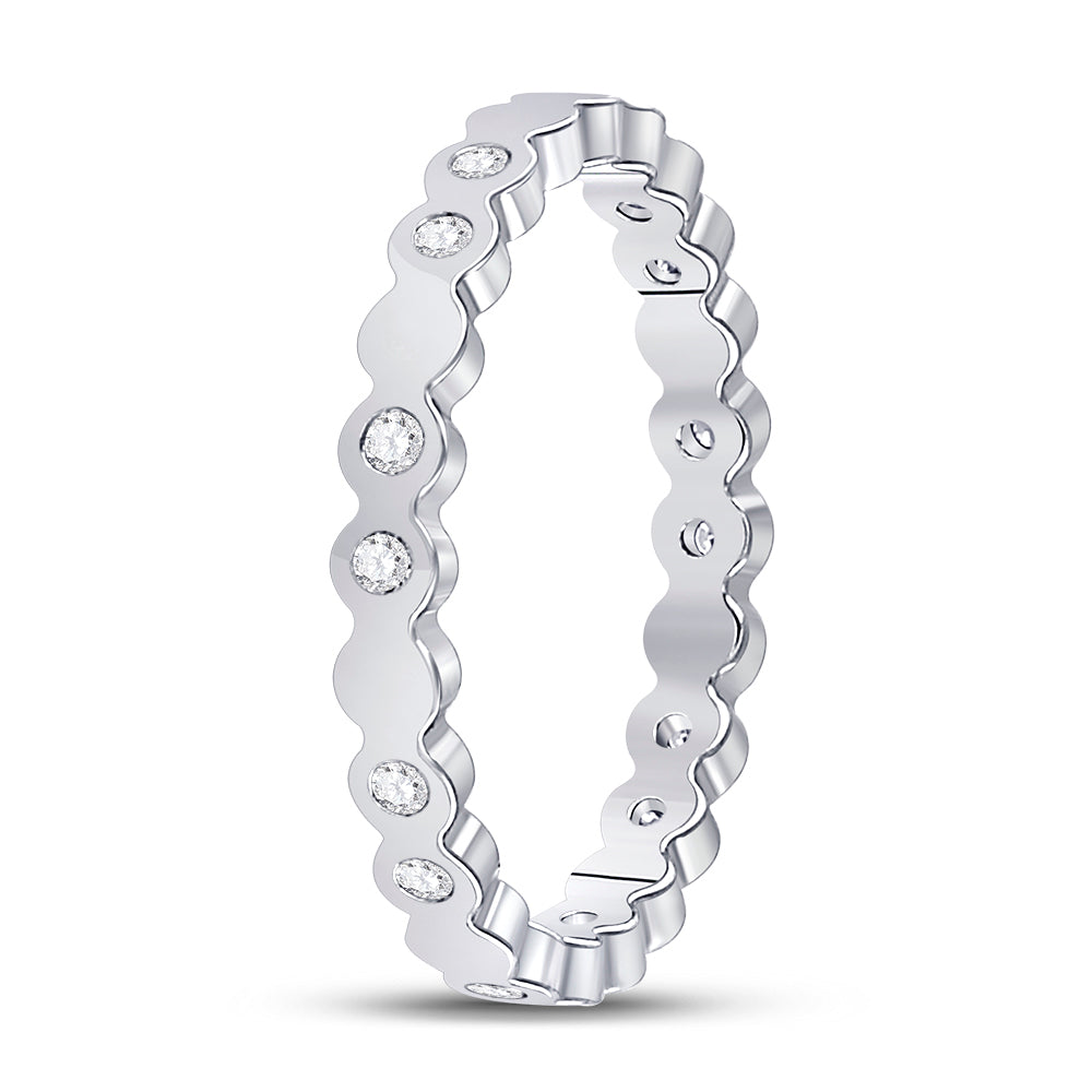 14K Rose Or White Gold  Womens Round Diamond Machine-Set Band Ring 1/8 Cttw, Womens Size: 5-10