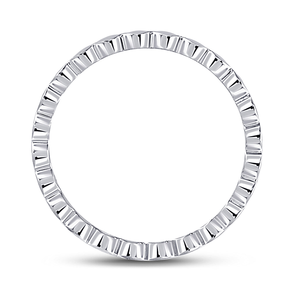 14K Rose Or White Gold  Womens Round Diamond Machine-Set Band Ring 1/8 Cttw, Womens Size: 5-10