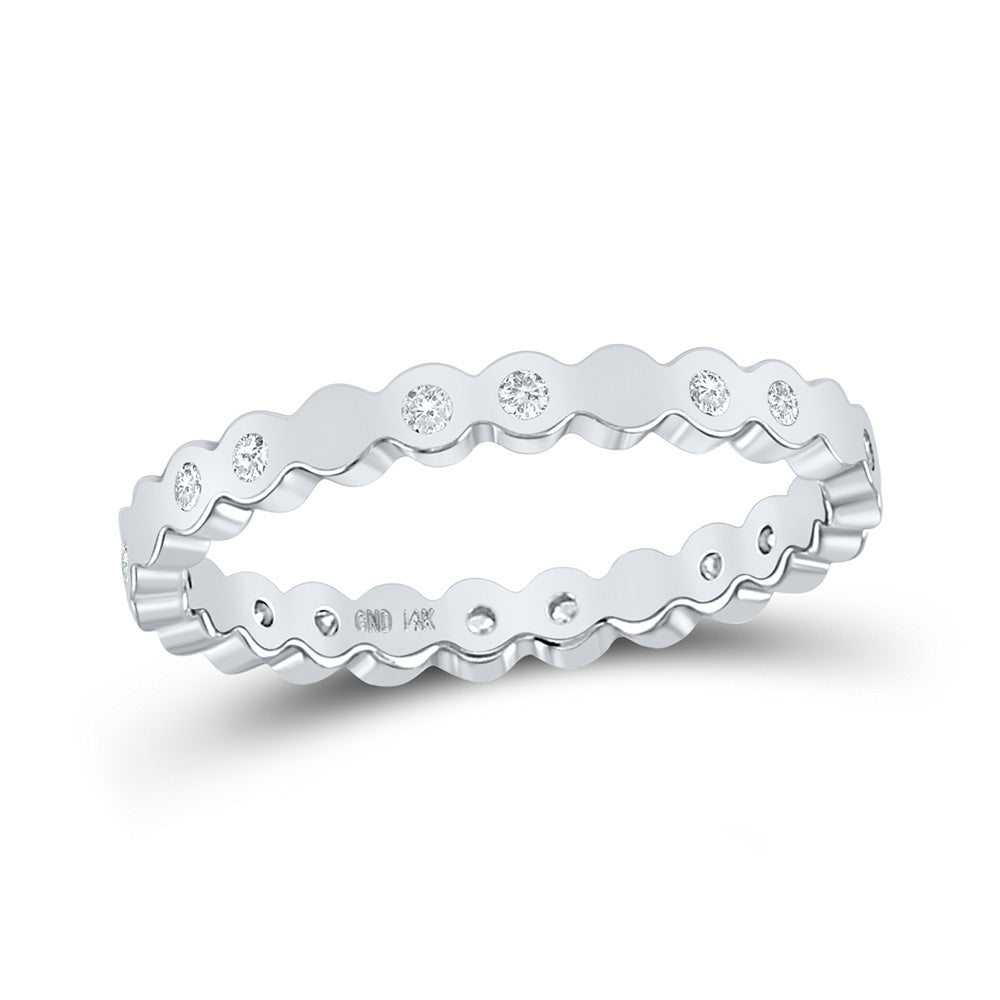14K Rose Or White Gold  Womens Round Diamond Machine-Set Band Ring 1/8 Cttw, Womens Size: 5-10
