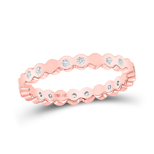 14K Rose Or White Gold  Womens Round Diamond Machine-Set Band Ring 1/8 Cttw, Womens Size: 5-10