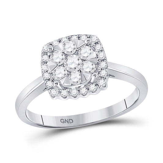 10K White Gold Womens Round Diamond Right-Hand Cluster Ring 1/2 Cttw, Womens Size: 5-10