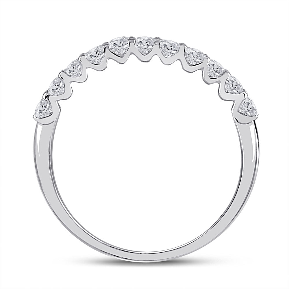 14K White Gold Womens Round Diamond Classic Anniversary Band Ring 1/2 Cttw, Womens Size: 5-10