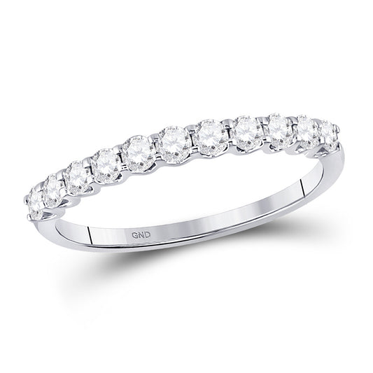 14K White Gold Womens Round Diamond Classic Anniversary Band Ring 1/2 Cttw, Womens Size: 5-10