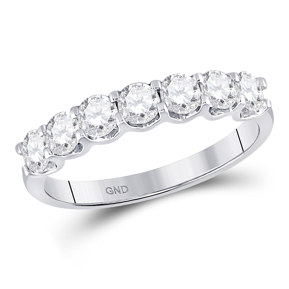 14K White Gold Womens Round Diamond Classic Anniversary Band Ring 1 Cttw, Womens Size: 5-10