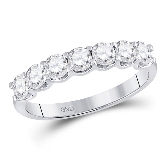 14K White Gold Womens Round Diamond Classic Anniversary Band Ring 1 Cttw, Womens Size: 5-10