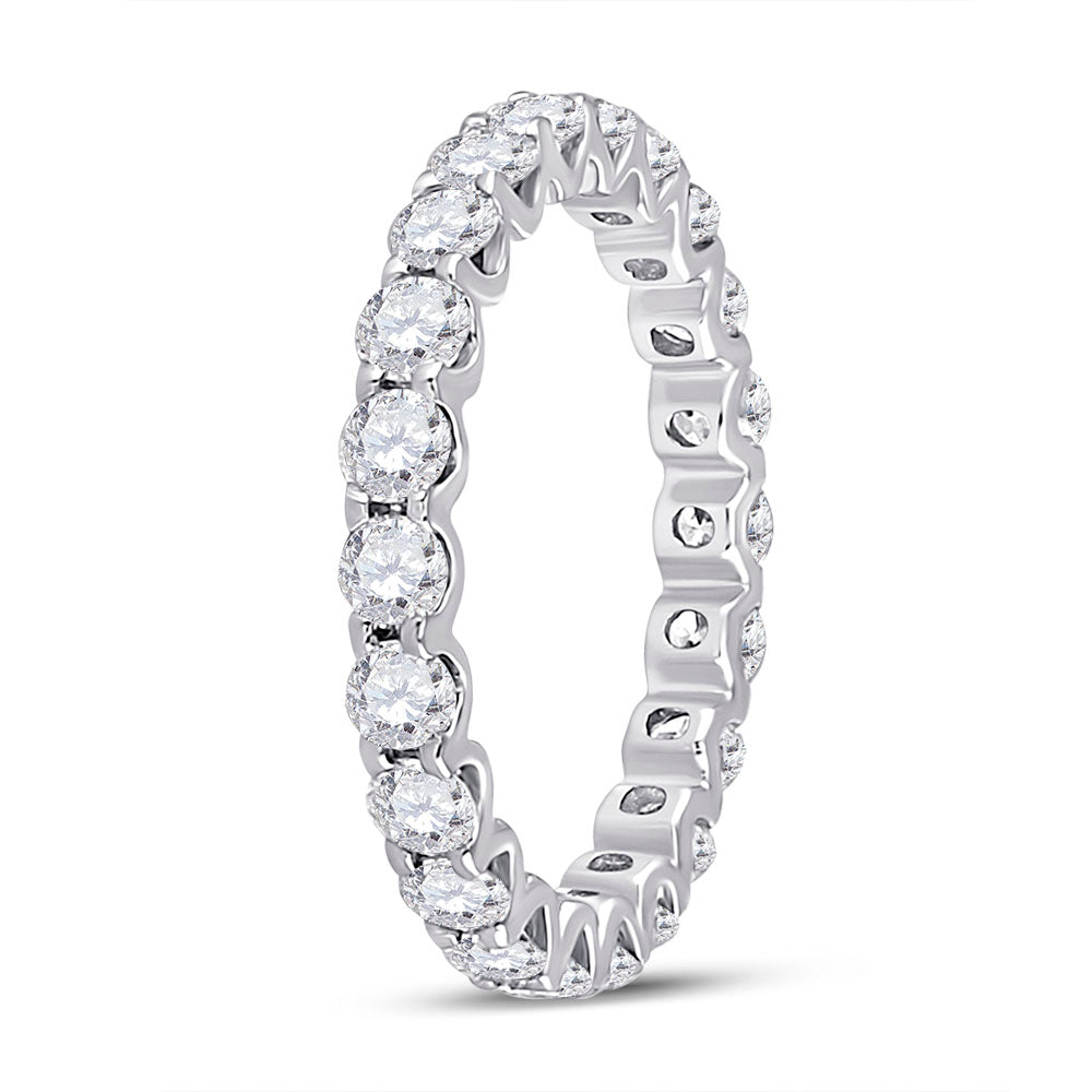 14K White Gold Womens Round Diamond Timeless Eternity Ring 2 Cttw, Womens Size: 5-10