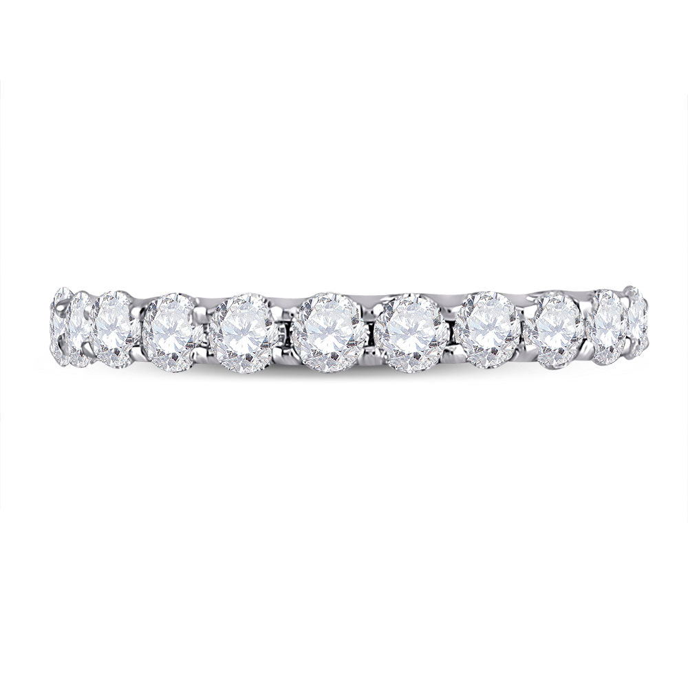 14K White Gold Womens Round Diamond Timeless Eternity Ring 2 Cttw, Womens Size: 5-10