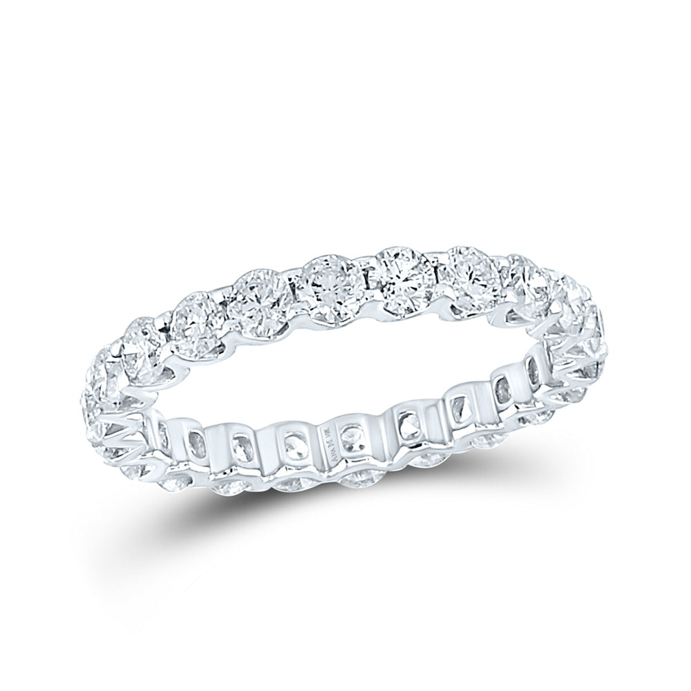 14K White Gold Womens Round Diamond Timeless Eternity Ring 2 Cttw, Womens Size: 5-10