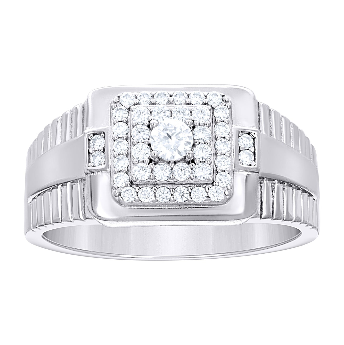 Sterling Silver Mens 0.69ct  Moissanite Square Head Fashion Ring Size 10– Elegant Jewelry Gift for Birthday, Anniversary, Engagement, Wedding