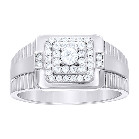 Sterling Silver Mens 0.69ct  Moissanite Square Head Fashion Ring Size 10– Elegant Jewelry Gift for Birthday, Anniversary, Engagement, Wedding