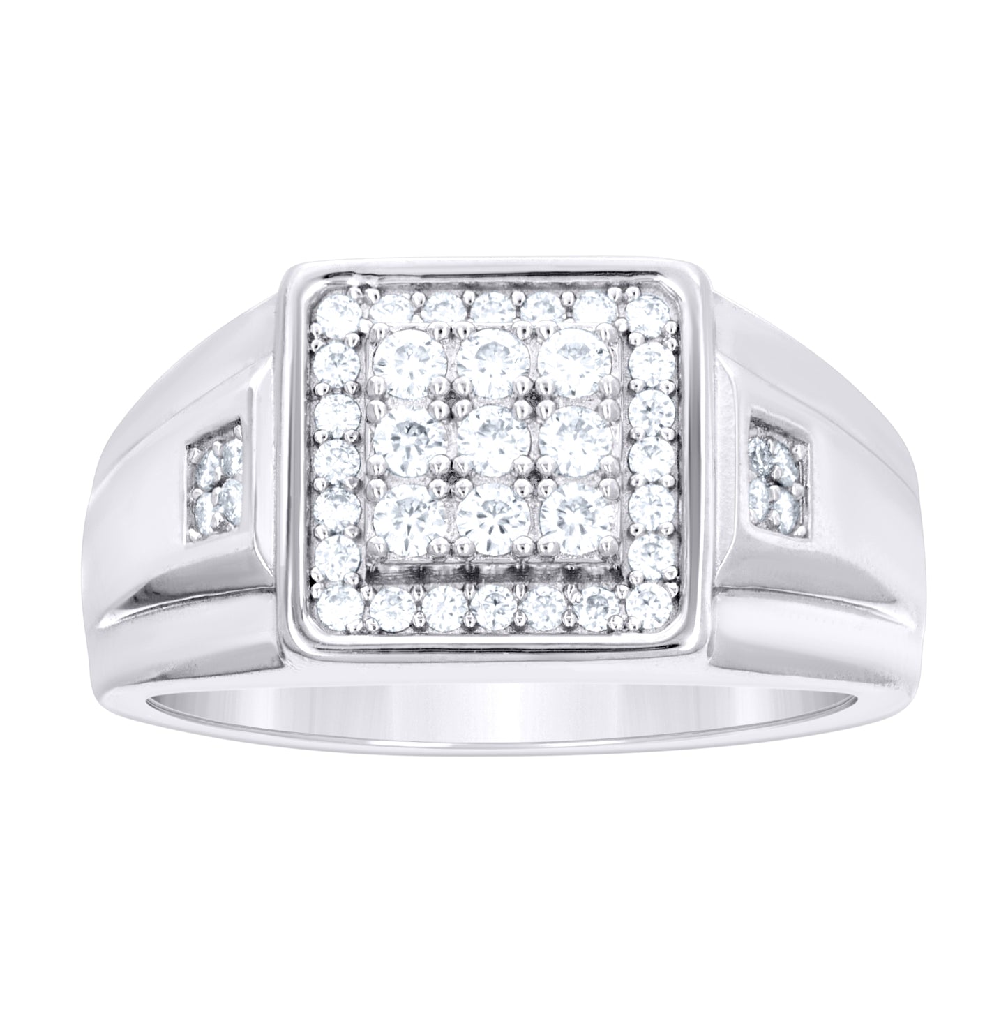 Sterling Silver Mens 0.58ct  Moissanite Square Head Fashion Ring Size 10– Elegant Jewelry Gift for Birthday, Anniversary, Engagement, Wedding
