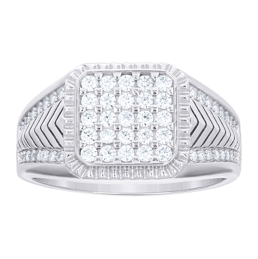 Sterling Silver Mens 0.8ct  Moissanite Octagon Head Fashion Ring Size 10– Elegant Jewelry Gift for Birthday, Anniversary, Engagement, Wedding