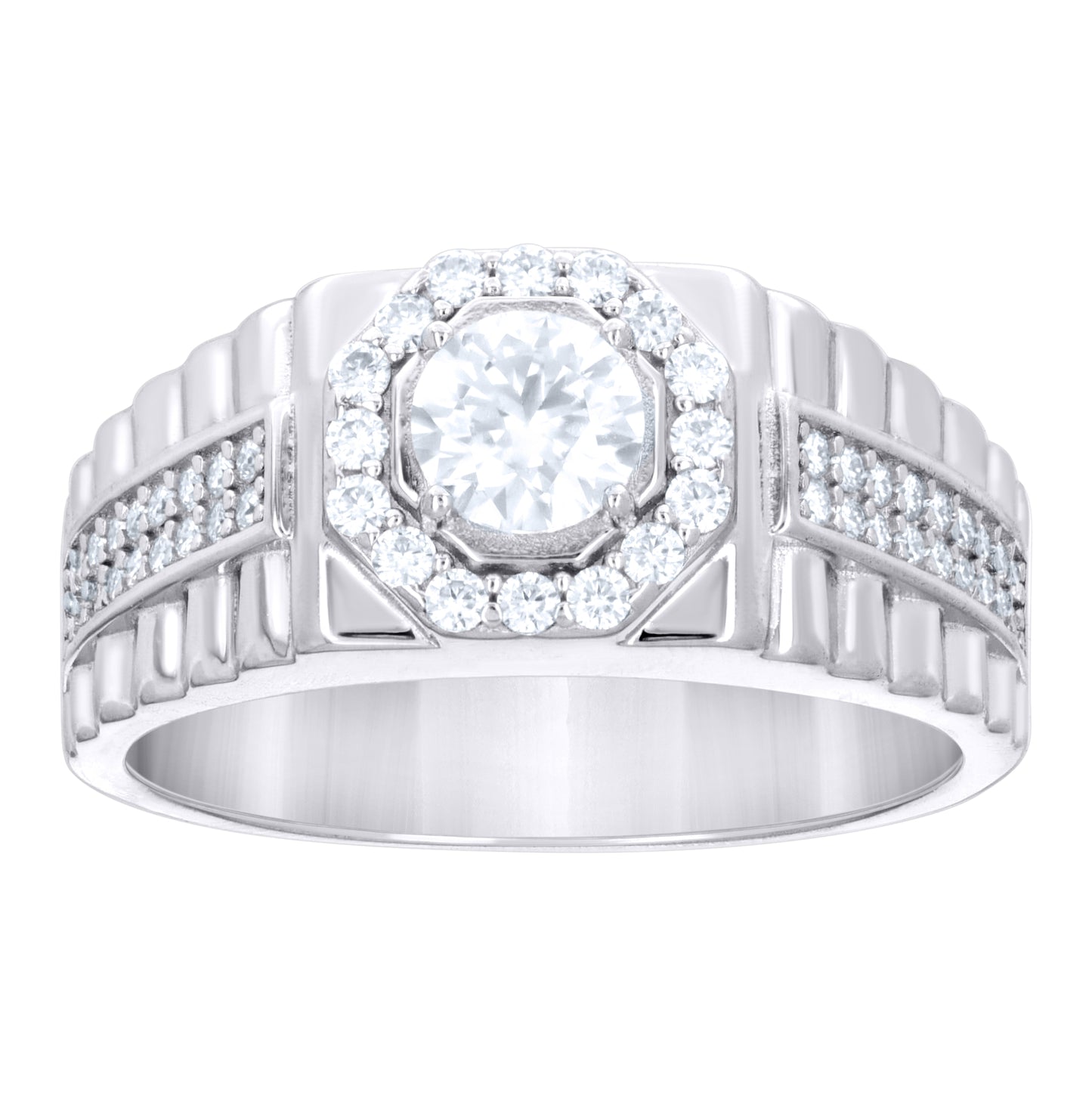 Sterling Silver Mens 1.14ct  Moissanite Fashion Ring Size 10– Elegant Jewelry Gift for Birthday, Anniversary, Engagement, Wedding