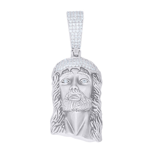 Sterling Silver Men Moissanite Jesus Religious Charm Pendant – Elegant Jewelry Gift for Birthday, Anniversary, Engagement, Wedding
