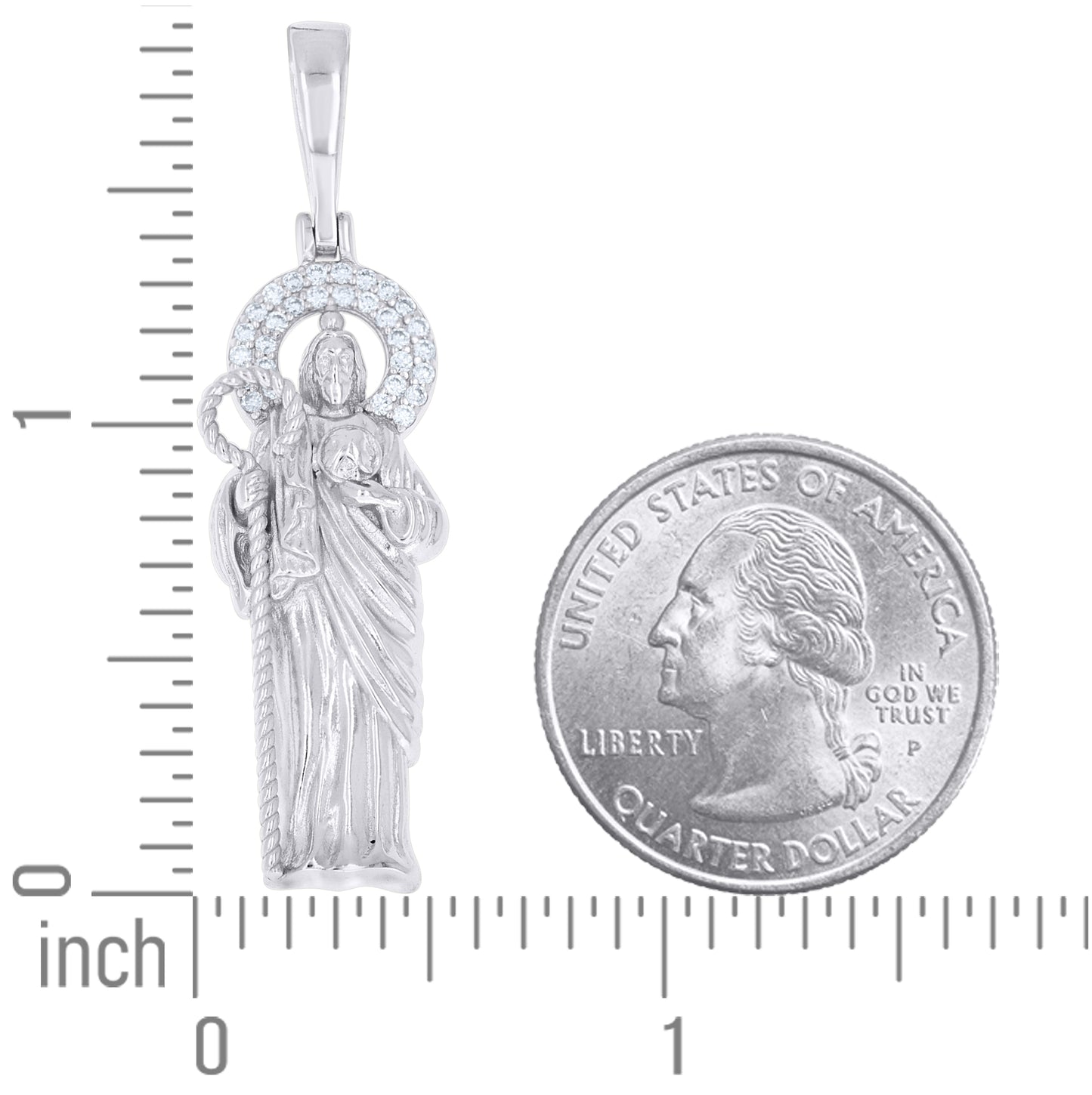 Sterling Silver Men Moissanite St. Jude Religious Charm Pendant – Elegant Jewelry Gift for Birthday, Anniversary, Engagement, Wedding