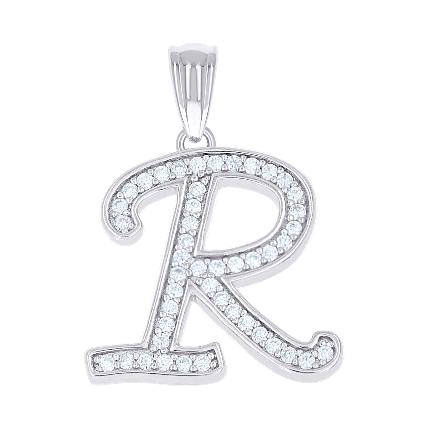 Sterling Silver Unisex Moissanite Initial Alphabet A Charm Pendant – Elegant Jewelry Gift for Birthday, Anniversary, Engagement, Wedding