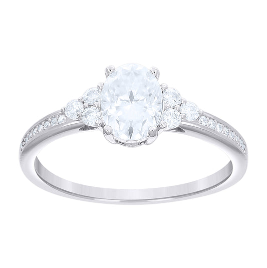 Sterling Silver Womens Oval Round 1.79ct  Moissanite Engagement Ring Size 10– Elegant Jewelry Gift for Birthday, Anniversary, Engagement, Wedding