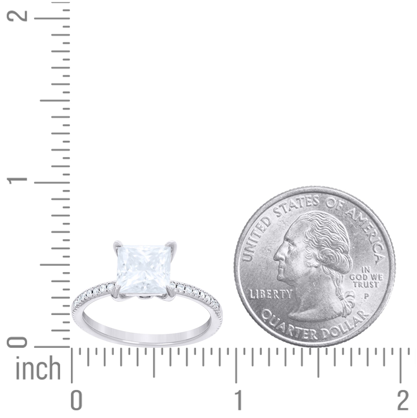 Sterling Silver Womens Princess-Cut Round 3.2ct  Moissanite Engagement Ring Size 10– Elegant Jewelry Gift for Birthday, Anniversary, Engagement, Wedding