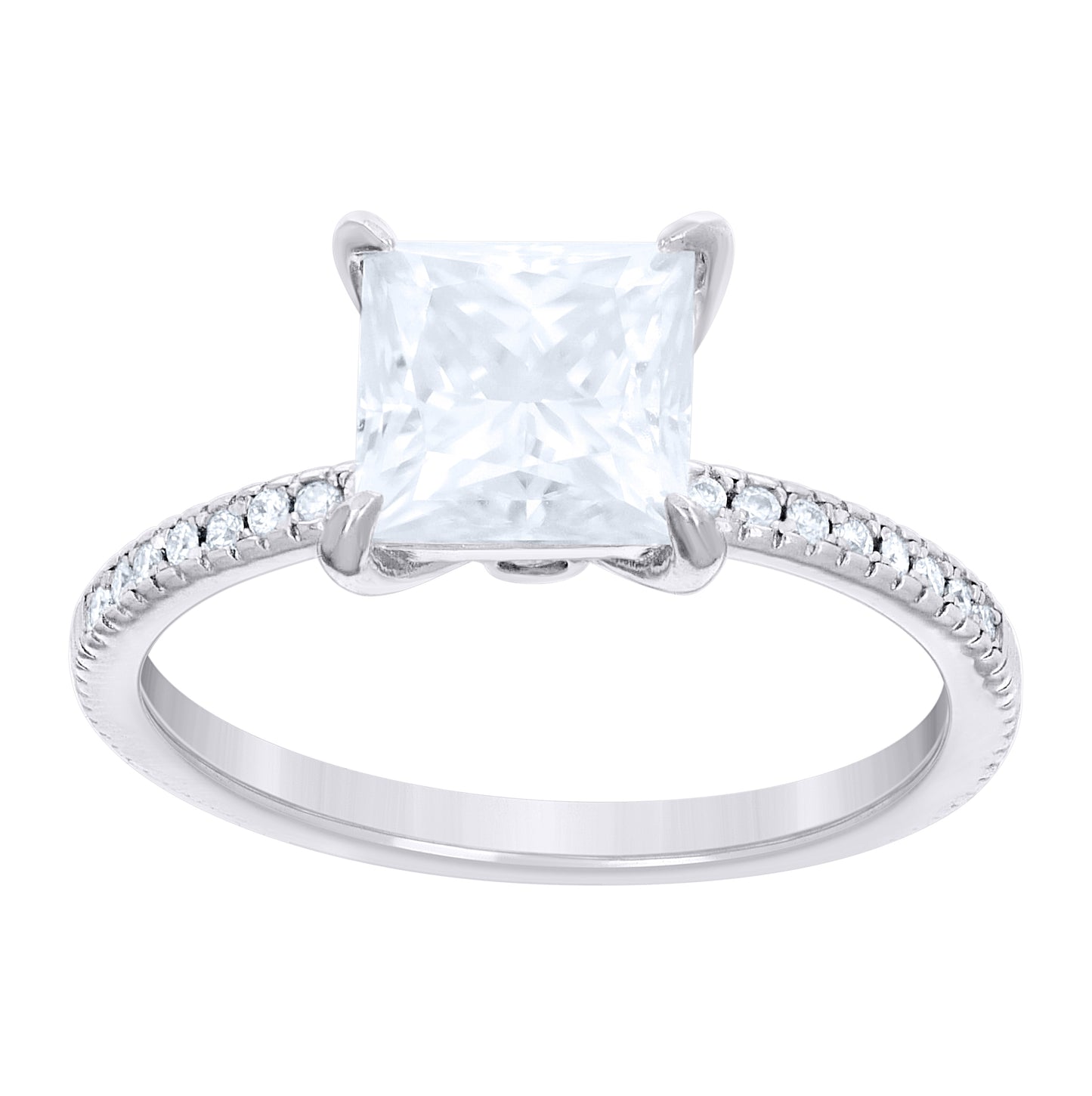 Sterling Silver Womens Princess-Cut Round 3.2ct  Moissanite Engagement Ring Size 10– Elegant Jewelry Gift for Birthday, Anniversary, Engagement, Wedding