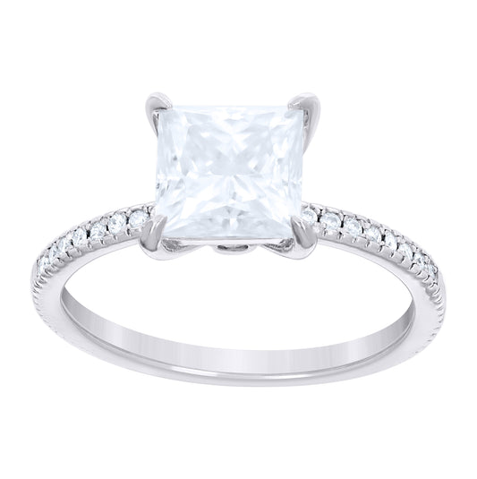 Sterling Silver Womens Princess-Cut Round 3.2ct  Moissanite Engagement Ring Size 10– Elegant Jewelry Gift for Birthday, Anniversary, Engagement, Wedding