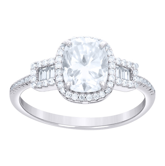 Sterling Silver Womens Cushion-Cut Round 3.48ct  Moissanite Engagement Ring Size 10– Elegant Jewelry Gift for Birthday, Anniversary, Engagement, Wedding