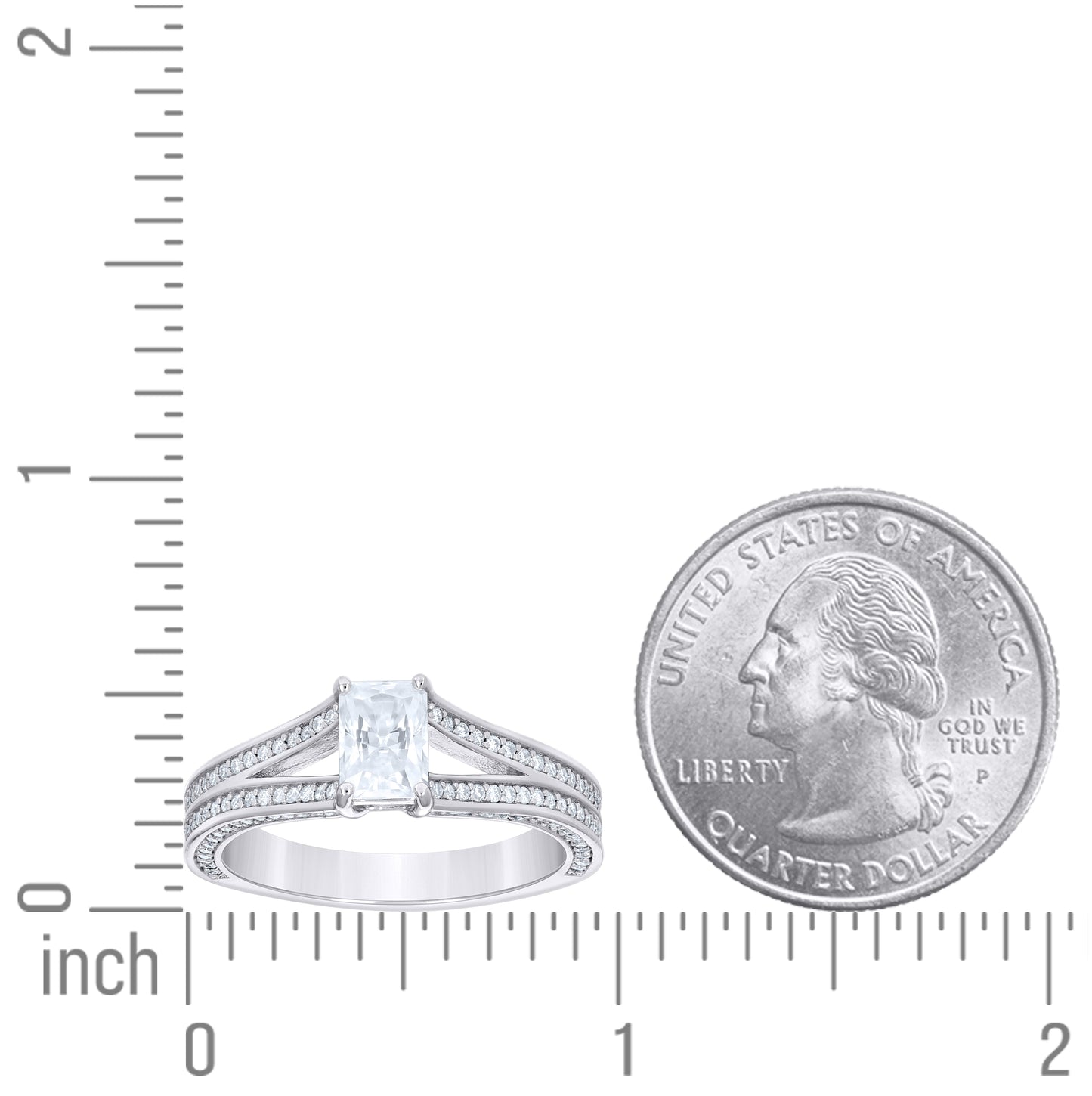 Sterling Silver Womens Emerald-Cut Round 1.71ct  Moissanite Engagement Ring Size 10– Elegant Jewelry Gift for Birthday, Anniversary, Engagement, Wedding