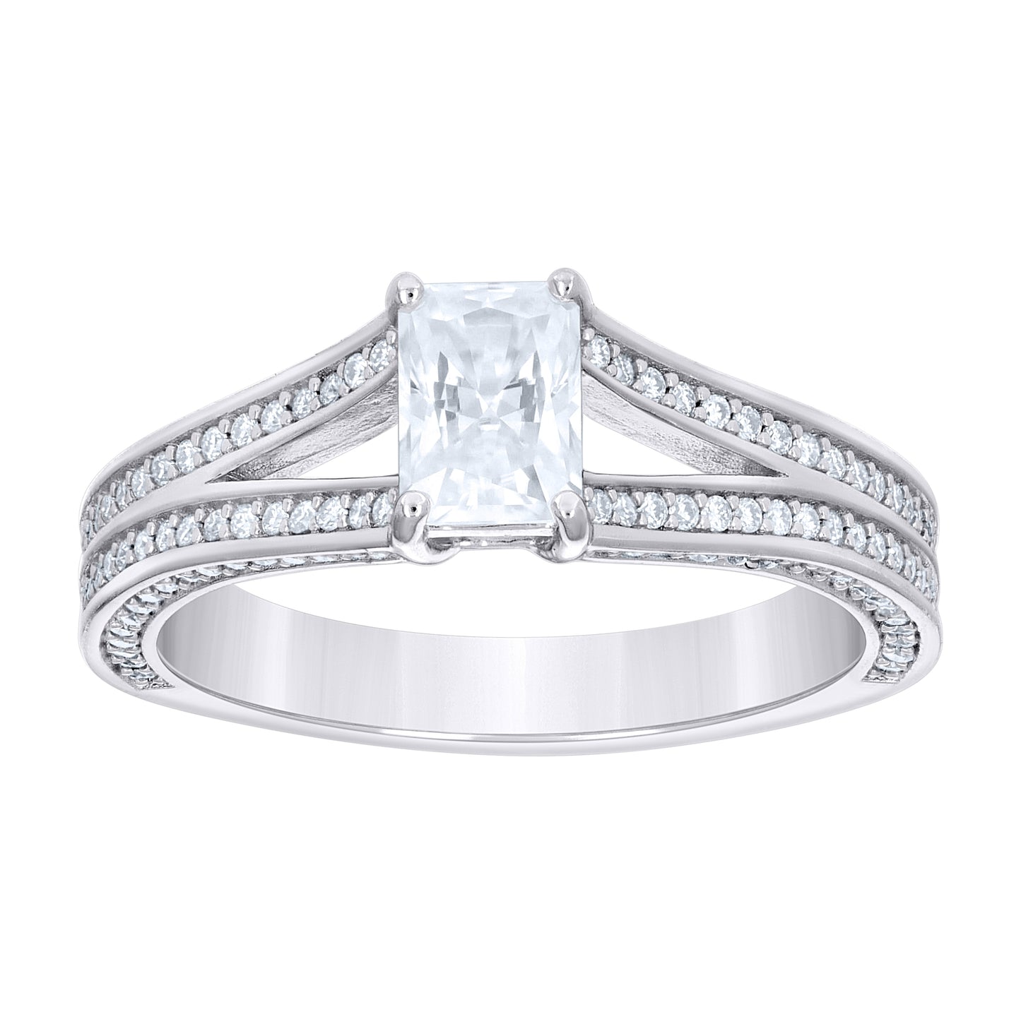Sterling Silver Womens Emerald-Cut Round 1.71ct  Moissanite Engagement Ring Size 10– Elegant Jewelry Gift for Birthday, Anniversary, Engagement, Wedding