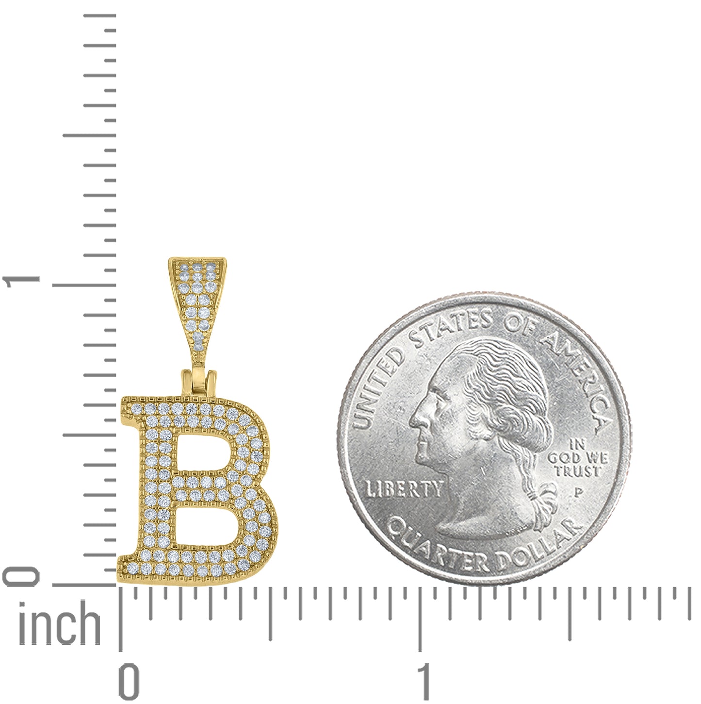 Sterling Silver Yellow-tone Unisex Cubic-Zirconia Initial Alphabet A Charm Pendant – Elegant Jewelry Gift for Birthday, Anniversary, Engagement, Wedding