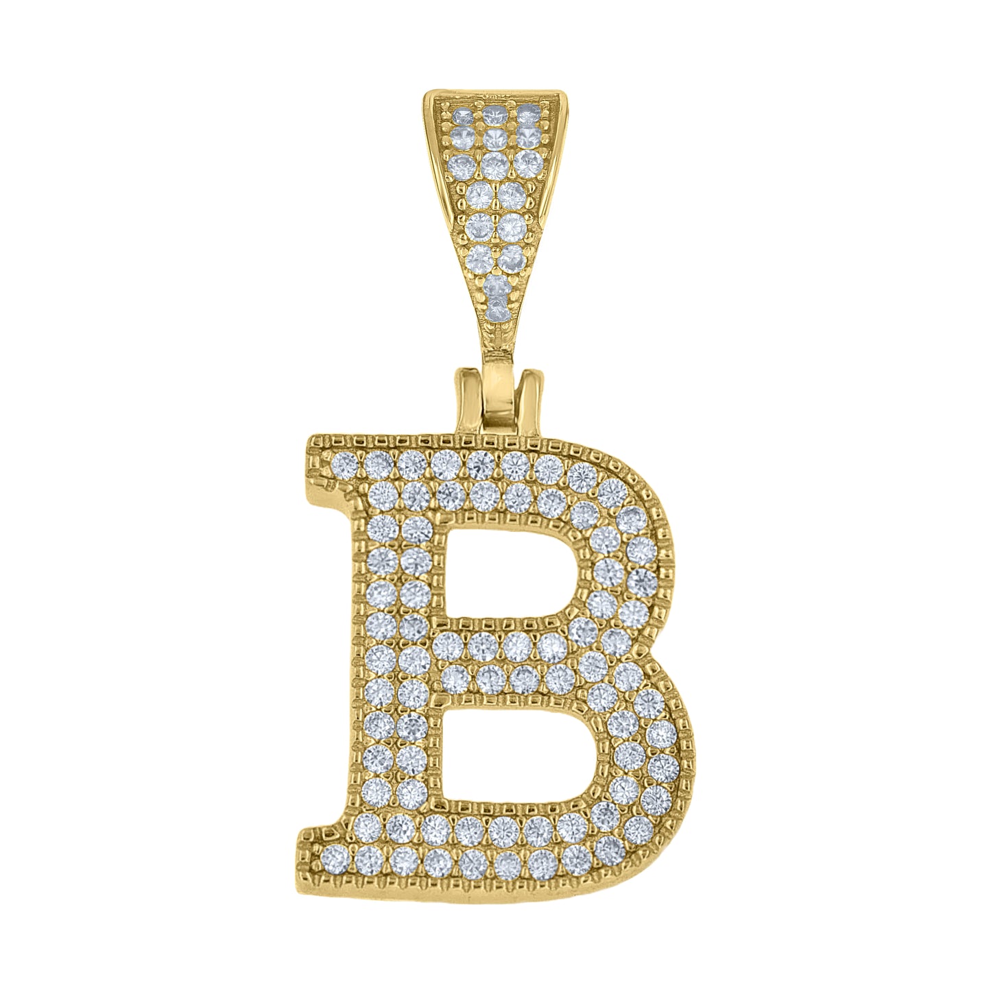 Sterling Silver Yellow-tone Unisex Cubic-Zirconia Initial Alphabet A Charm Pendant – Elegant Jewelry Gift for Birthday, Anniversary, Engagement, Wedding