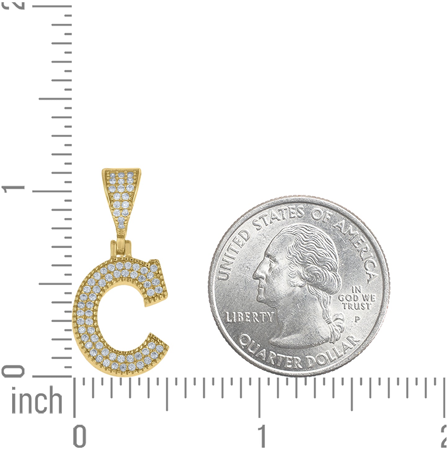 Sterling Silver Yellow-tone Unisex Cubic-Zirconia Initial Alphabet A Charm Pendant – Elegant Jewelry Gift for Birthday, Anniversary, Engagement, Wedding