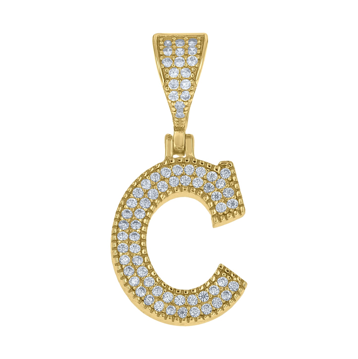 Sterling Silver Yellow-tone Unisex Cubic-Zirconia Initial Alphabet A Charm Pendant – Elegant Jewelry Gift for Birthday, Anniversary, Engagement, Wedding
