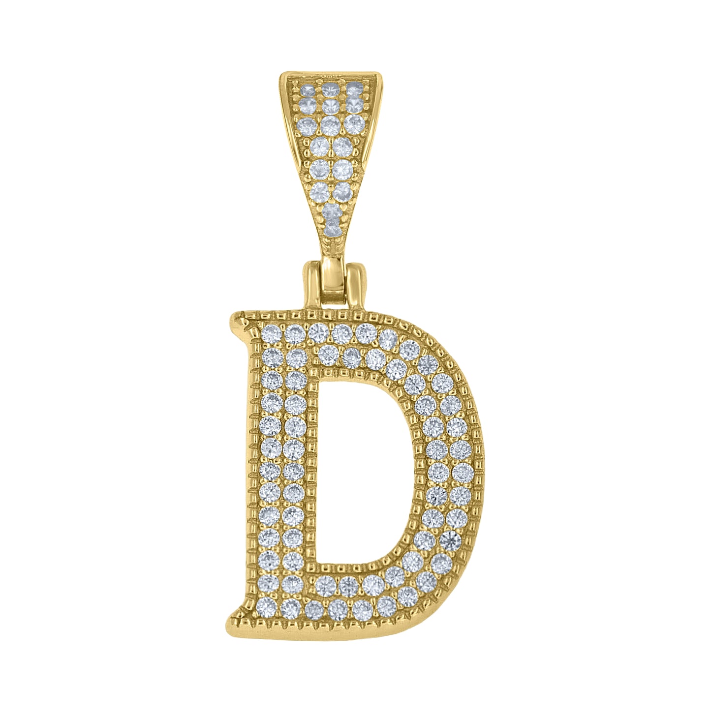 Sterling Silver Yellow-tone Unisex Cubic-Zirconia Initial Alphabet A Charm Pendant – Elegant Jewelry Gift for Birthday, Anniversary, Engagement, Wedding