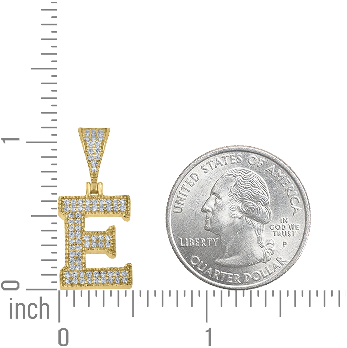 Sterling Silver Yellow-tone Unisex Cubic-Zirconia Initial Alphabet A Charm Pendant – Elegant Jewelry Gift for Birthday, Anniversary, Engagement, Wedding