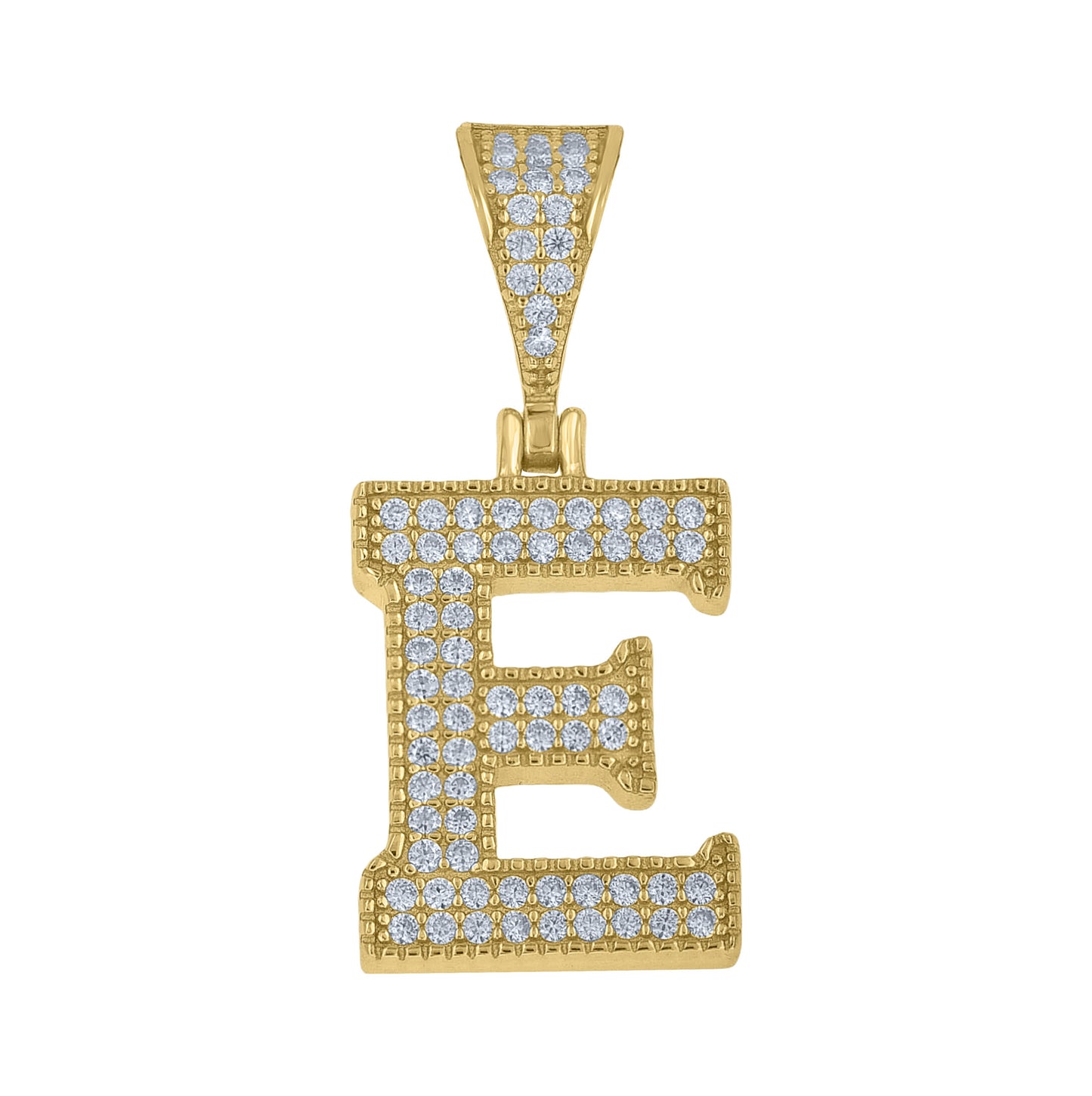 Sterling Silver Yellow-tone Unisex Cubic-Zirconia Initial Alphabet A Charm Pendant – Elegant Jewelry Gift for Birthday, Anniversary, Engagement, Wedding
