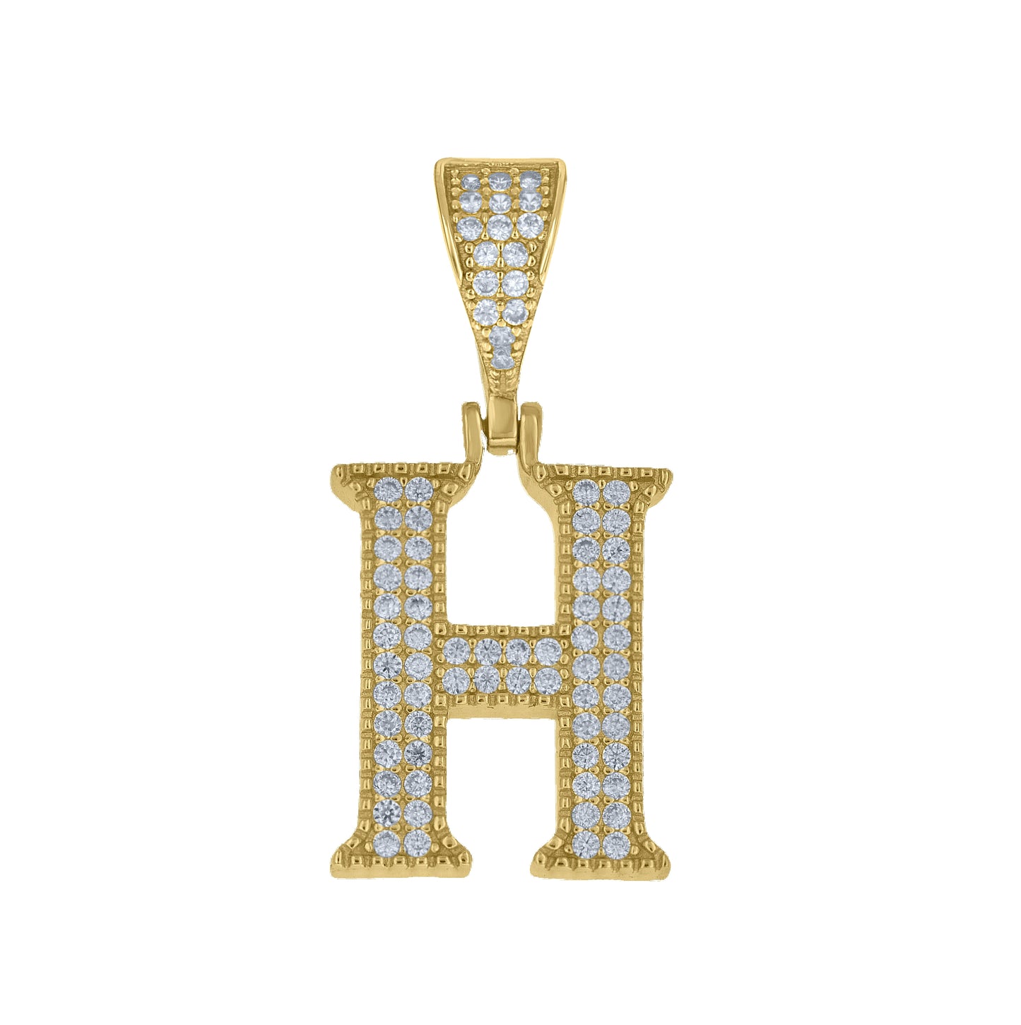 Sterling Silver Yellow-tone Unisex Cubic-Zirconia Initial Alphabet A Charm Pendant – Elegant Jewelry Gift for Birthday, Anniversary, Engagement, Wedding