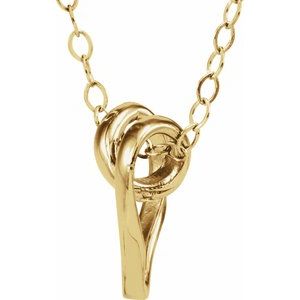14K Yellow Gold 9 X 9 Mm 15 In Polished Youth Ribbon Heart Necklace