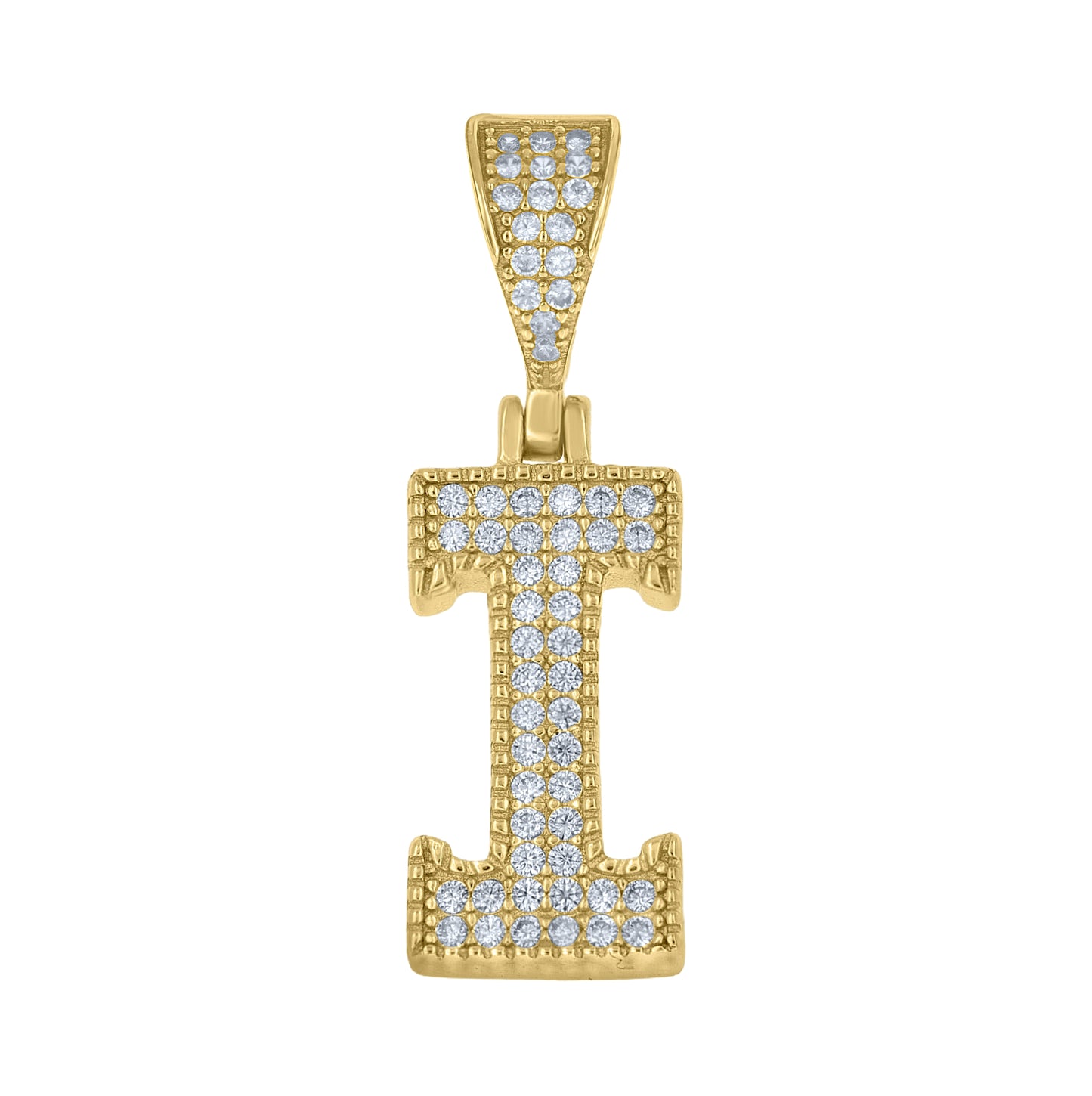 Sterling Silver Yellow-tone Unisex Cubic-Zirconia Initial Alphabet A Charm Pendant – Elegant Jewelry Gift for Birthday, Anniversary, Engagement, Wedding