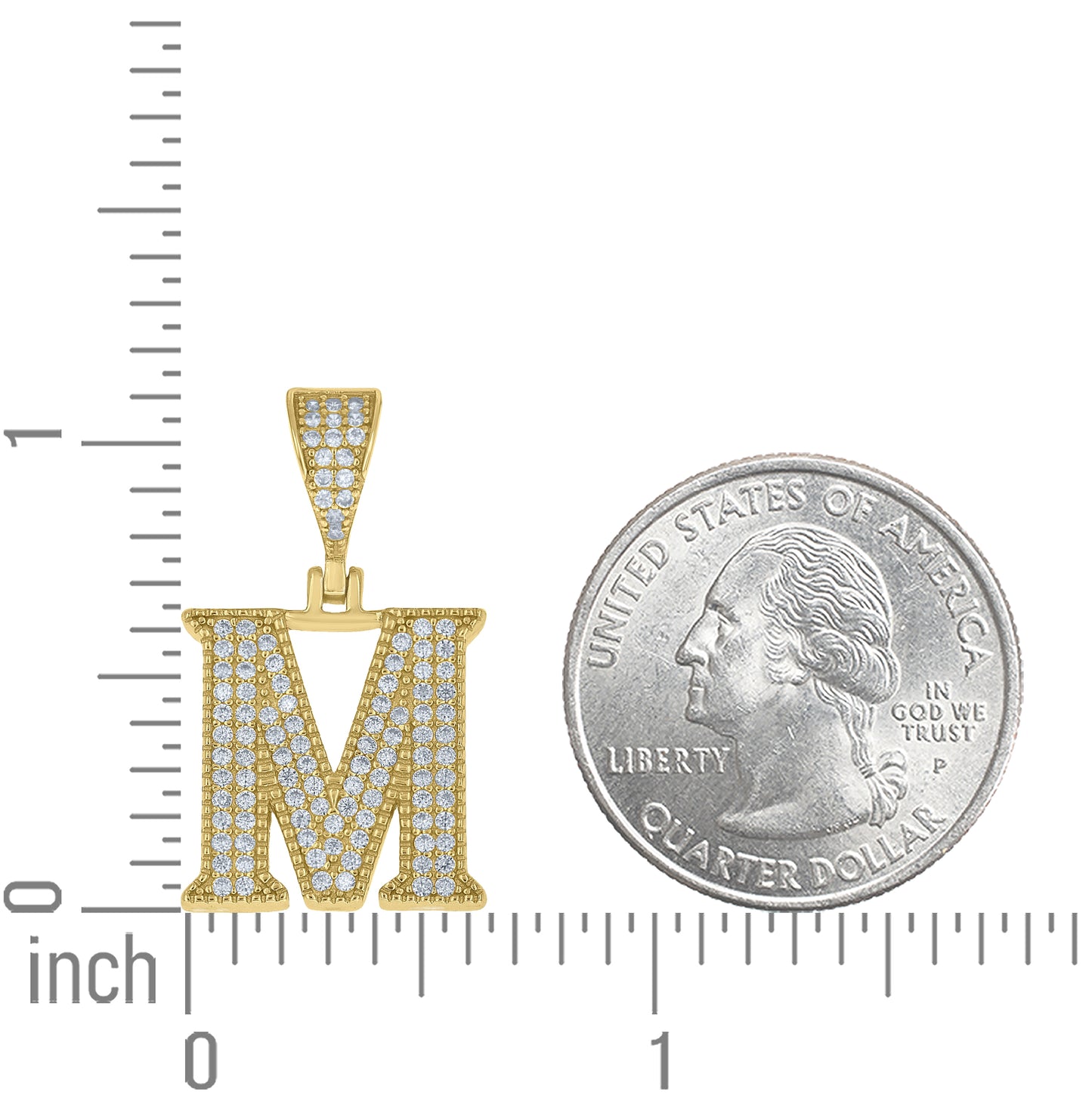Sterling Silver Yellow-tone Unisex Cubic-Zirconia Initial Alphabet A Charm Pendant – Elegant Jewelry Gift for Birthday, Anniversary, Engagement, Wedding