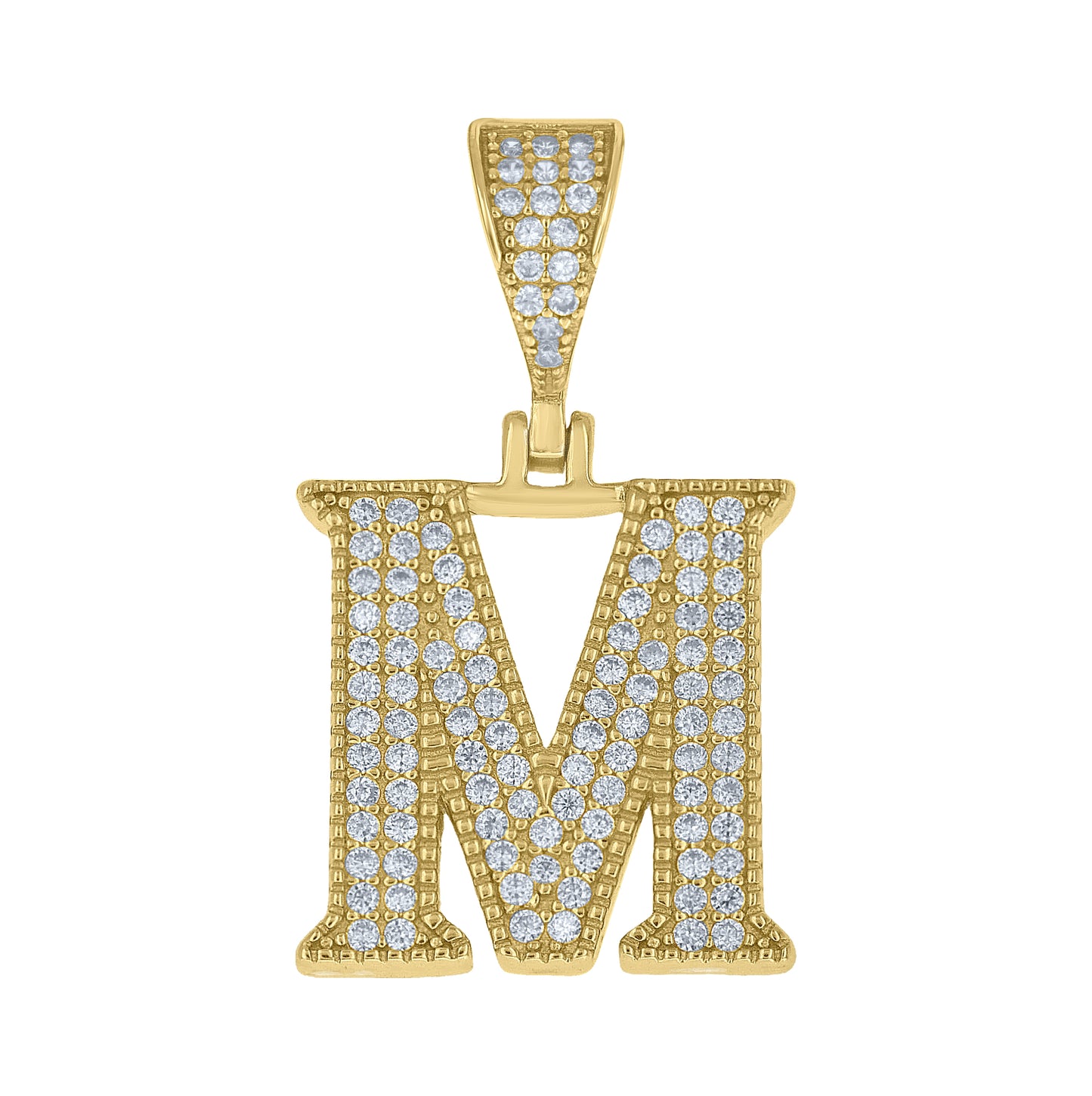 Sterling Silver Yellow-tone Unisex Cubic-Zirconia Initial Alphabet A Charm Pendant – Elegant Jewelry Gift for Birthday, Anniversary, Engagement, Wedding