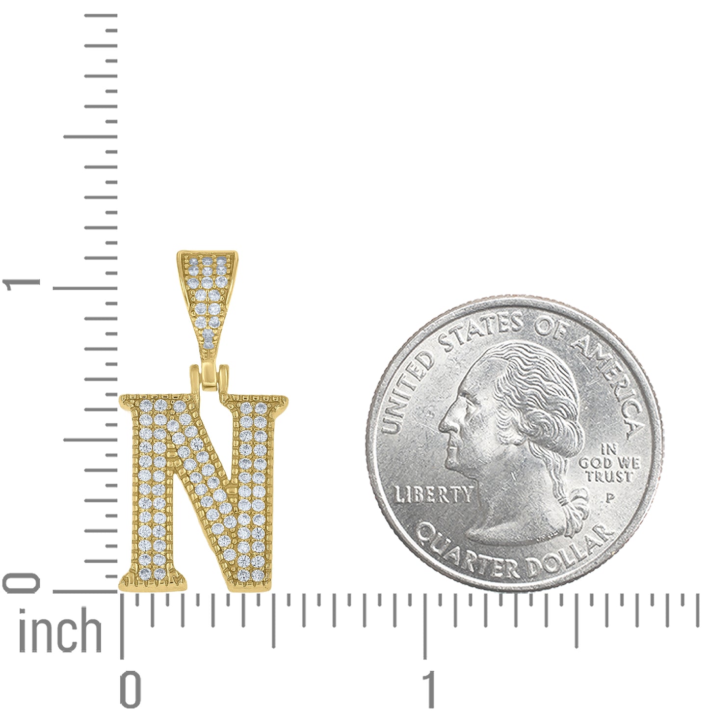 Sterling Silver Yellow-tone Unisex Cubic-Zirconia Initial Alphabet A Charm Pendant – Elegant Jewelry Gift for Birthday, Anniversary, Engagement, Wedding