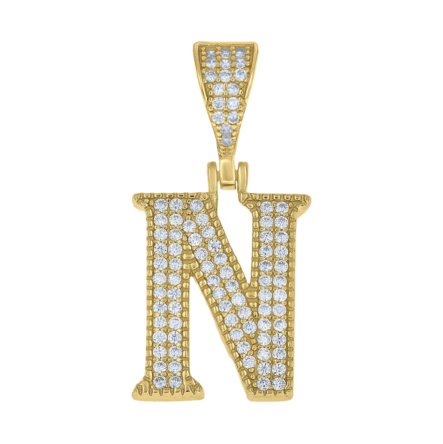 Sterling Silver Yellow-tone Unisex Cubic-Zirconia Initial Alphabet A Charm Pendant – Elegant Jewelry Gift for Birthday, Anniversary, Engagement, Wedding