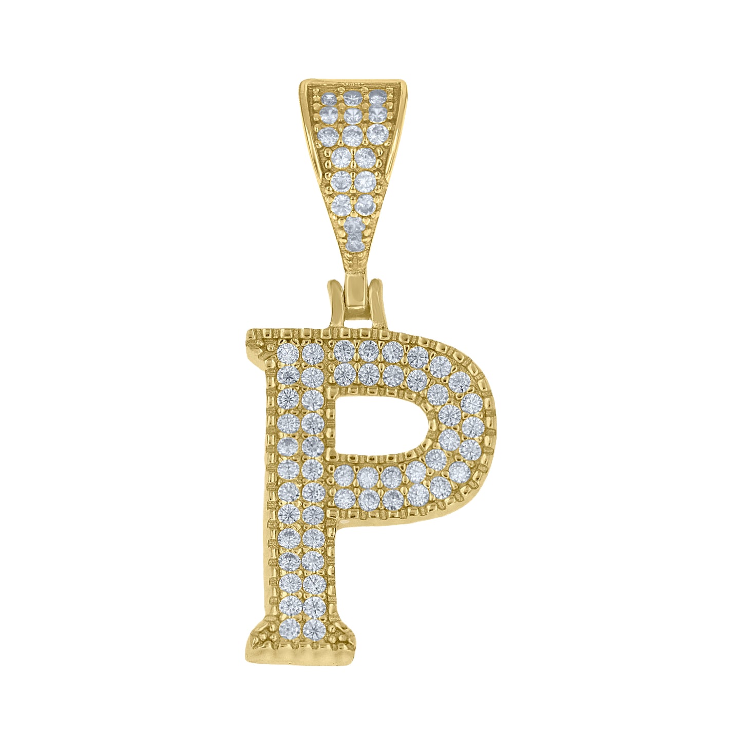 Sterling Silver Yellow-tone Unisex Cubic-Zirconia Initial Alphabet A Charm Pendant – Elegant Jewelry Gift for Birthday, Anniversary, Engagement, Wedding