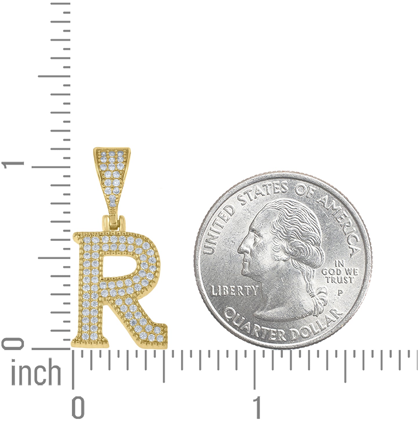 Sterling Silver Yellow-tone Unisex Cubic-Zirconia Initial Alphabet A Charm Pendant – Elegant Jewelry Gift for Birthday, Anniversary, Engagement, Wedding