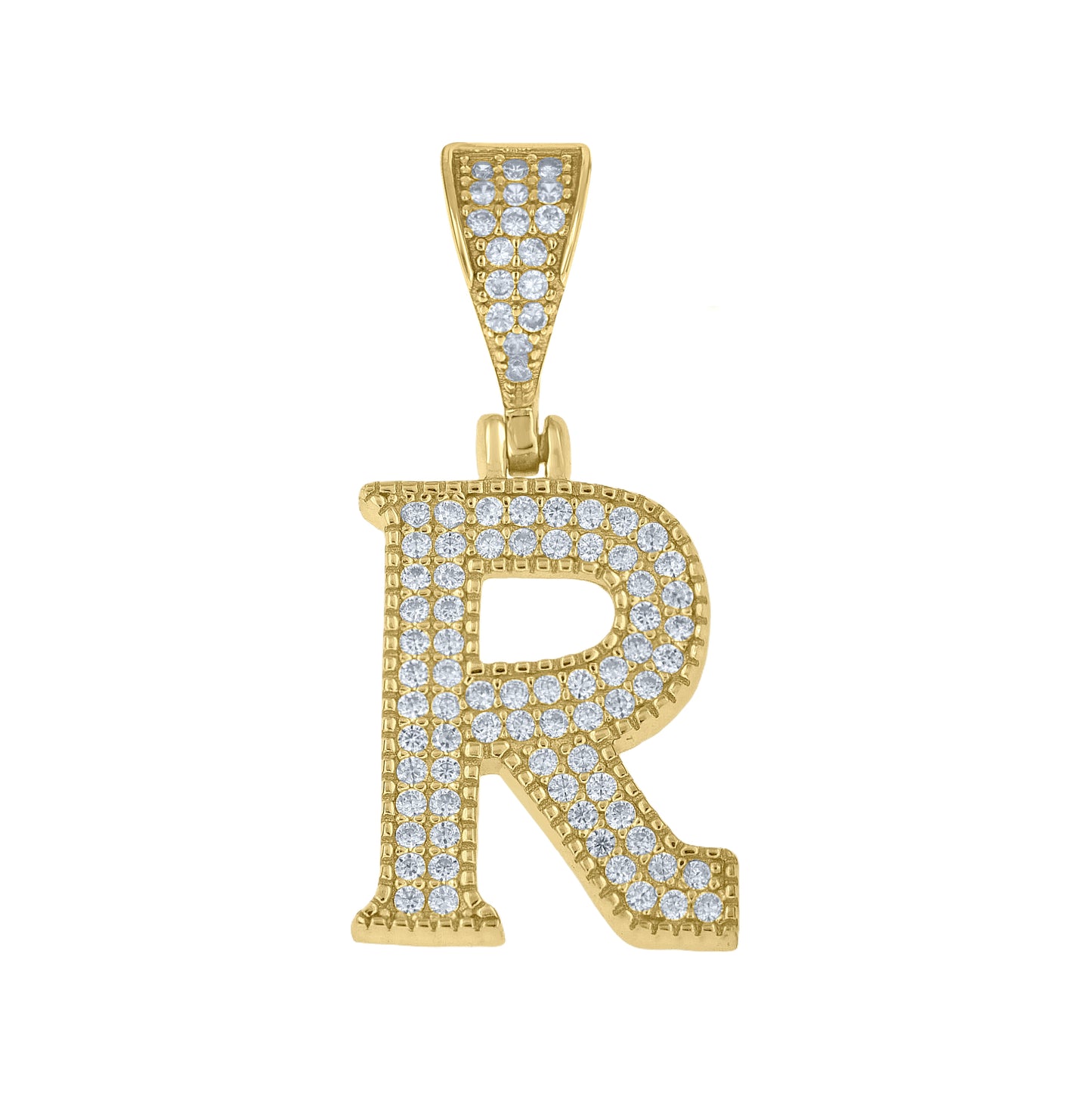 Sterling Silver Yellow-tone Unisex Cubic-Zirconia Initial Alphabet A Charm Pendant – Elegant Jewelry Gift for Birthday, Anniversary, Engagement, Wedding
