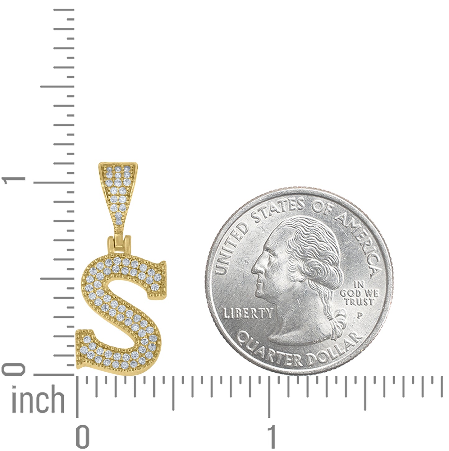 Sterling Silver Yellow-tone Unisex Cubic-Zirconia Initial Alphabet A Charm Pendant – Elegant Jewelry Gift for Birthday, Anniversary, Engagement, Wedding