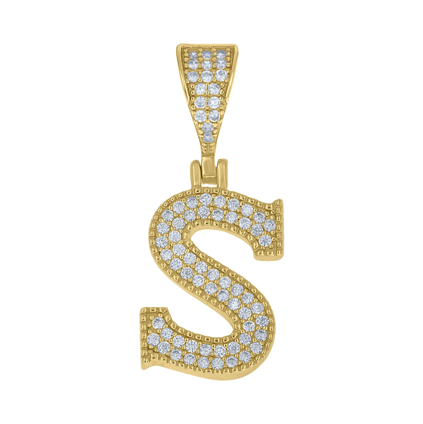 Sterling Silver Yellow-tone Unisex Cubic-Zirconia Initial Alphabet A Charm Pendant – Elegant Jewelry Gift for Birthday, Anniversary, Engagement, Wedding