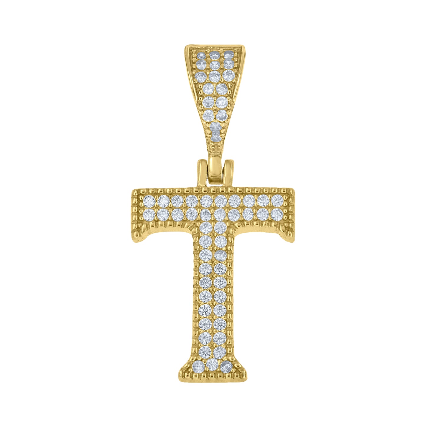 Sterling Silver Yellow-tone Unisex Cubic-Zirconia Initial Alphabet A Charm Pendant – Elegant Jewelry Gift for Birthday, Anniversary, Engagement, Wedding