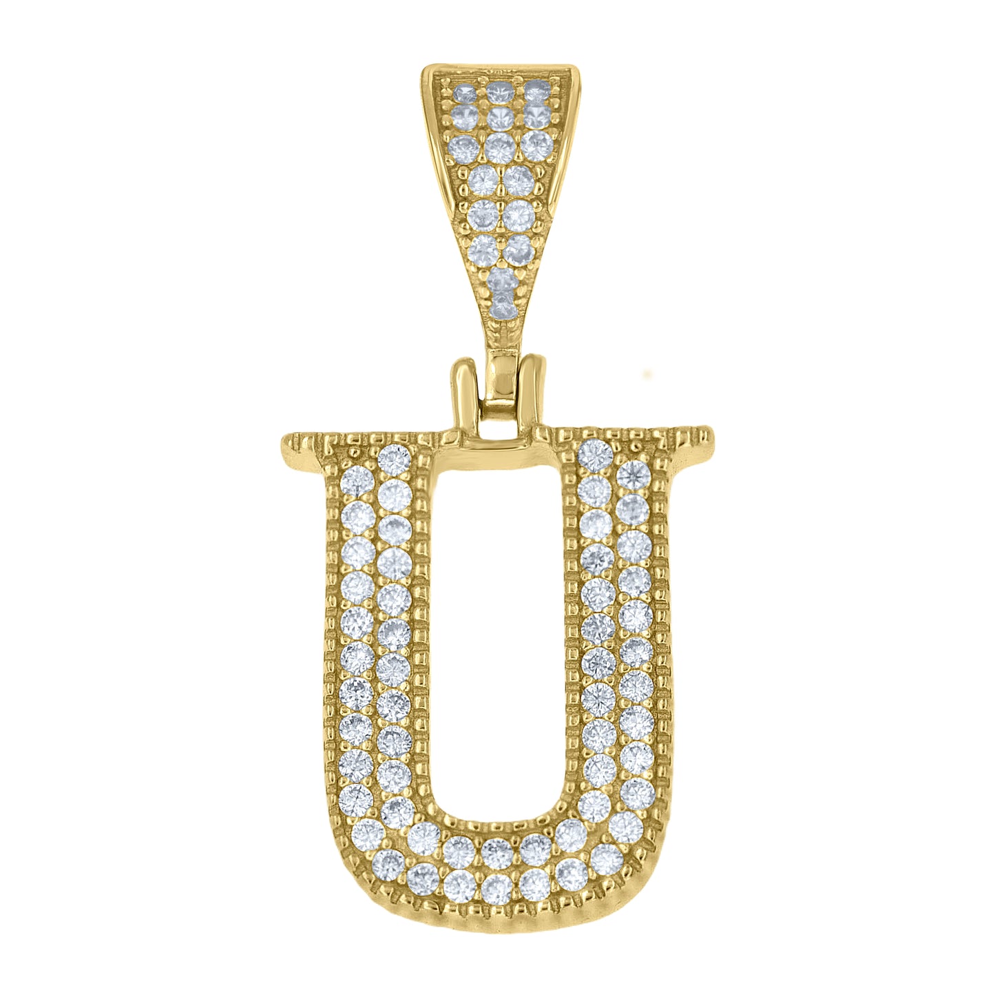 Sterling Silver Yellow-tone Unisex Cubic-Zirconia Initial Alphabet A Charm Pendant – Elegant Jewelry Gift for Birthday, Anniversary, Engagement, Wedding