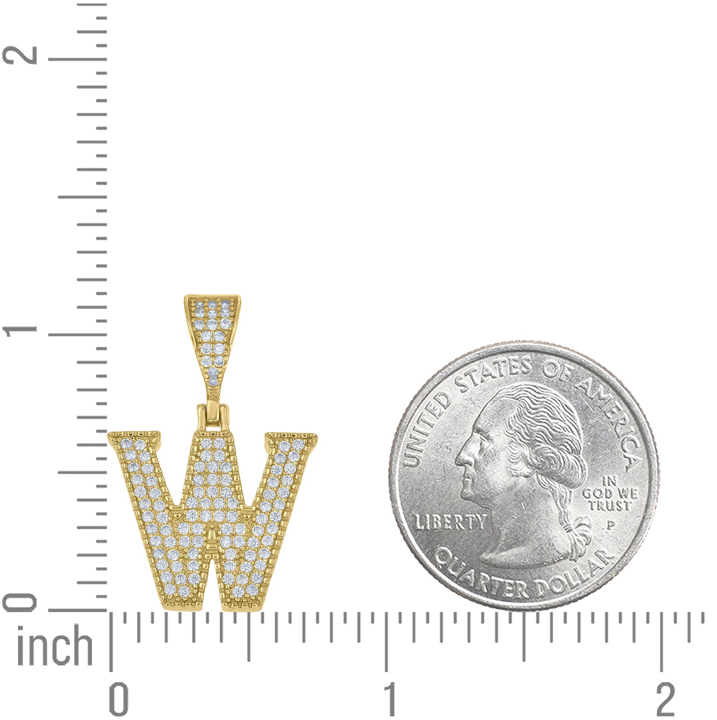 Sterling Silver Yellow-tone Unisex Cubic-Zirconia Initial Alphabet A Charm Pendant – Elegant Jewelry Gift for Birthday, Anniversary, Engagement, Wedding